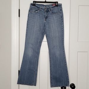Express bootcut jeans. Light wash.
